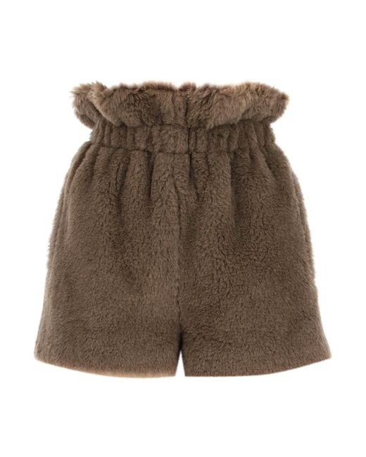 Max Mara Brown Wool And Alpaca Teddy Bermuda Shorts