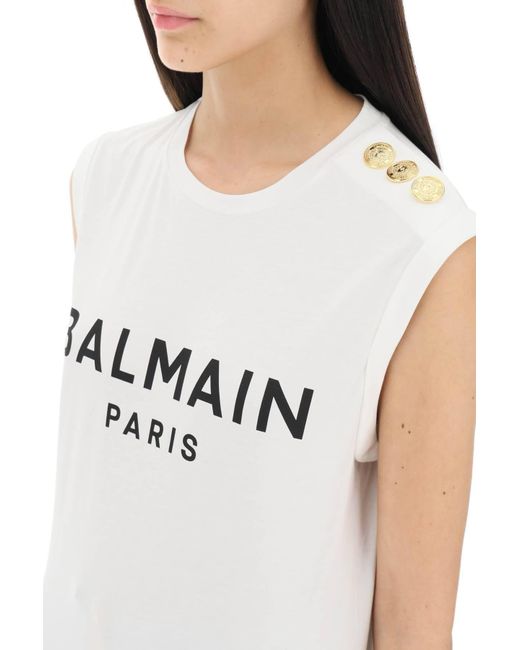 Balmain Black Logo Top With Embossed Buttons
