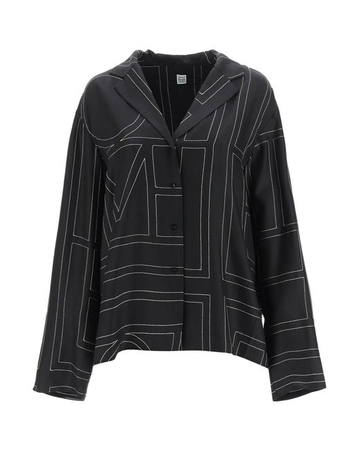Totême  Black Toteme Silk Twill Pajama Shirt