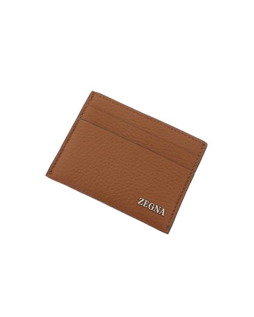 Zegna Brown Leather Cardholder for men