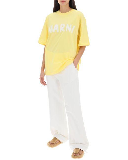 Marni Yellow T Shirt With Maxi Logo Print