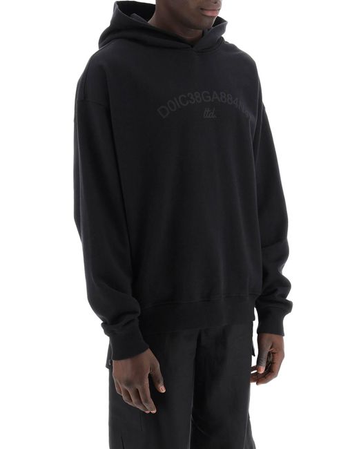 Dolce & Gabbana Black Hooded Sweatshirt With Logo Print for men