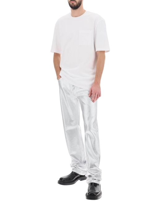 T-Shirt Con Intarsio A Contrasto di Ferragamo in White da Uomo