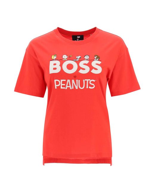 døråbning krans generelt BOSS by HUGO BOSS Peanuts T-shirt in Red | Lyst