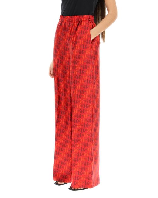 Max Mara Red Printed Silk Pyjamas Pants