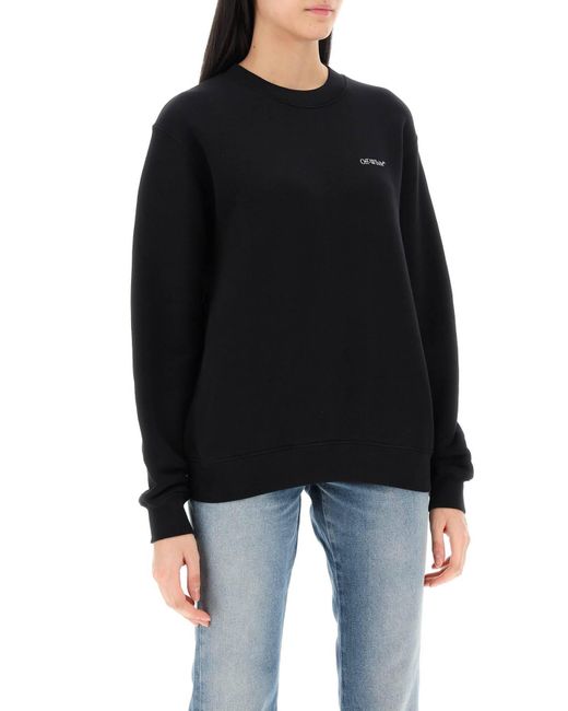 Off-White c/o Virgil Abloh Black Off- 'Embroidered Diagonal Tab Sweatshirt, Long Sleeves, , 100% Cotton, Size: Small