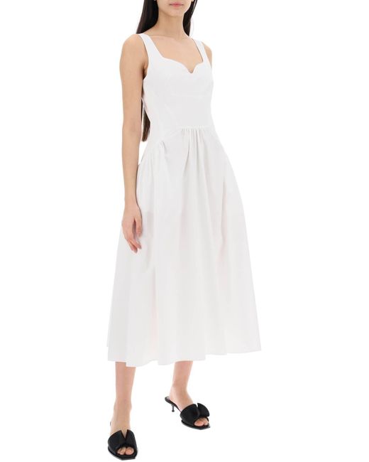 Alexander McQueen White Midi Poplin Dress In