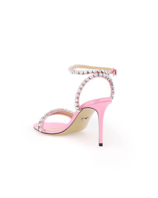 Mach & Mach Pink Mach E Mach Audrey Sandals With Crystals