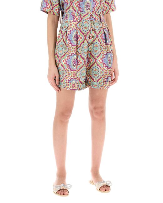 Etro Multicolor Printed Silk Shorts Set