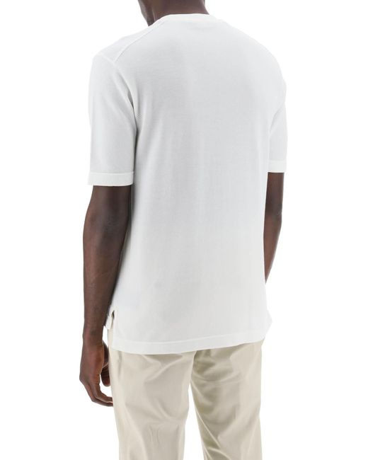 Zegna White Cotton Pique T-shirt In for men