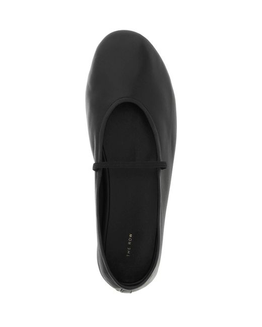The Row Black Nappa Leather Ballet Slippers