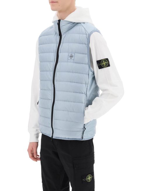 Stone Island Blue Lightweight Puffer Vest In R-nylon Down-tc for men