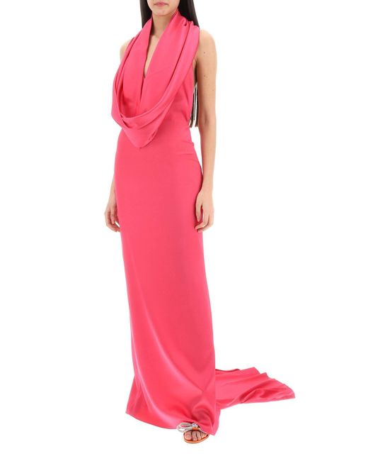 GIUSEPPE DI MORABITO Pink Maxi Gown With Built-In Hood