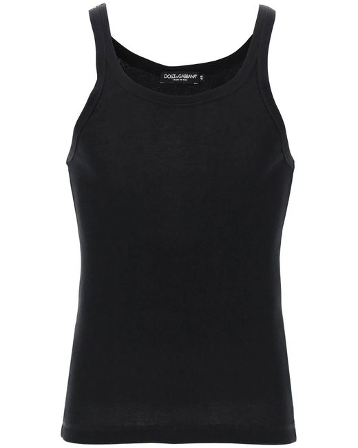 Dolce & Gabbana Black "Ribbed Slim Shoulder Tank Top for men
