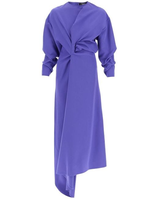 A.W.A.K.E. MODE Purple Draped Asymmetric Dress