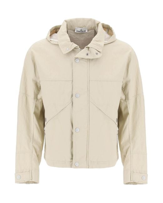 Stone Island Natural "marina Raw Plated Linen Jacket With for men