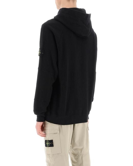 Stone island shop black hoodie sale