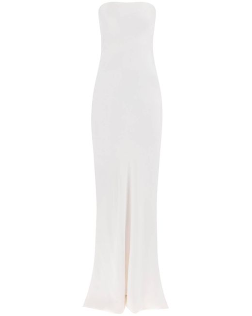 Norma Kamali White Long Satin Crepe Dress