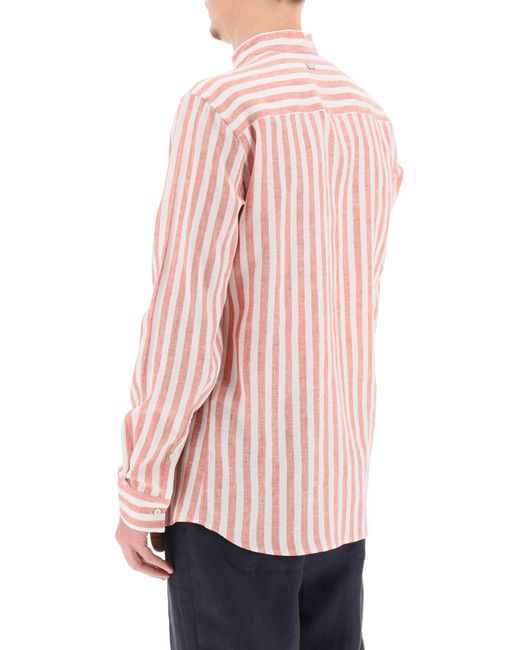 Agnona Pink Striped Linen Shirt for men