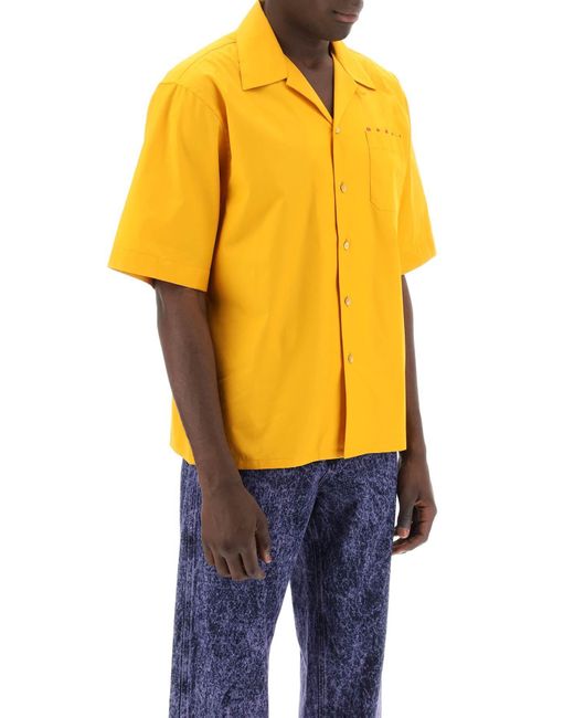 Marni Yellow Short-Sleeved Organic Cotton Shirt for men