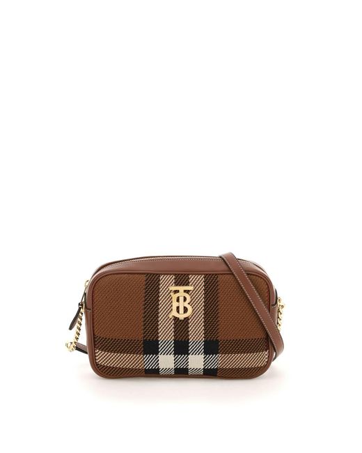 Burberry Leather Knitted Check Lola Camera Bag in Brown | Lyst Canada