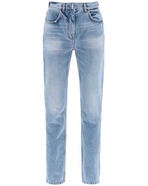 Givenchy Blue Light Wash Cigarette Jeans With Nine Words.