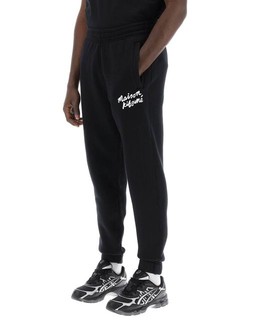Maison Kitsuné Black "Sporty Pants With Handwriting for men
