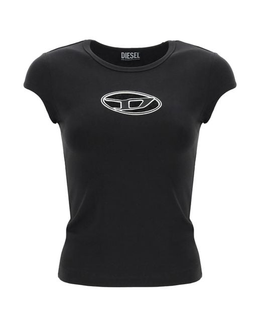 DIESEL Cut-out D Logo T-shirt in Black | Lyst