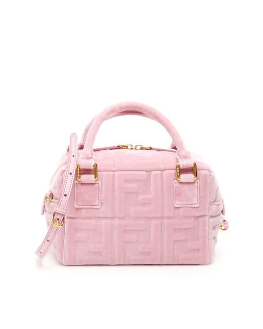 Fendi Pink Velvet Boston Mini Bag