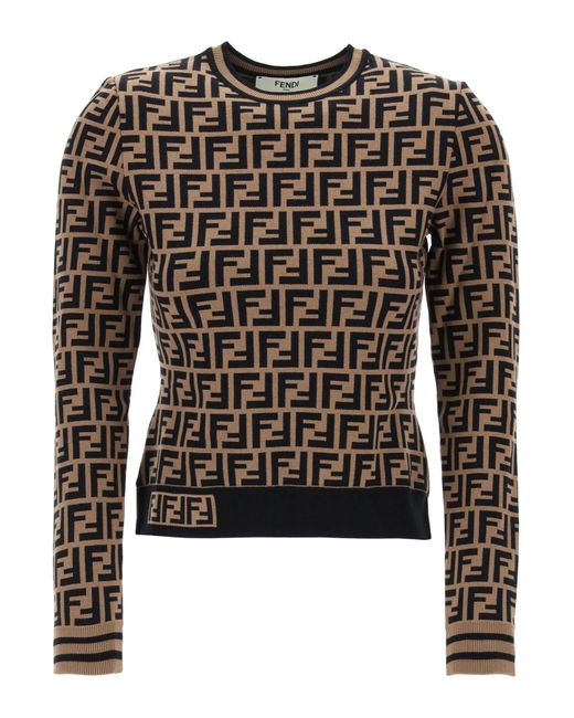 Fendi Black "long-sleeved Knit Top With Ff
