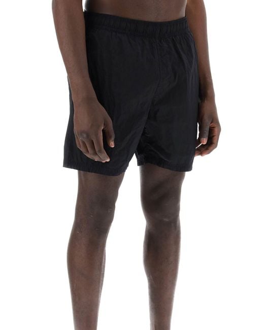 Stone Island Black "metallic Nylon Sea Bermuda Shorts for men