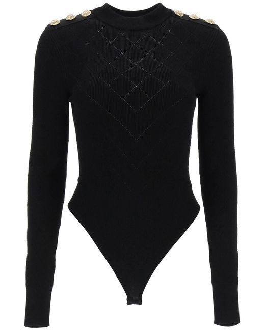 Balmain Black Paris Bodysuit