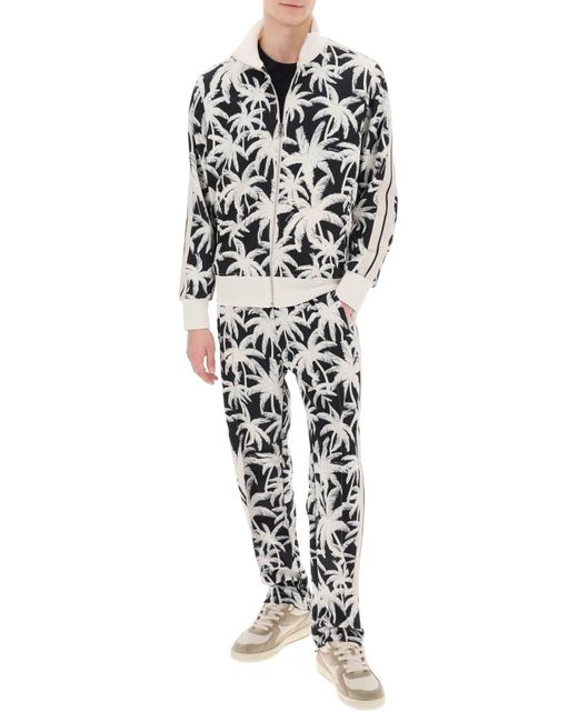 Palm Angels Black Joggers With Palms Print for men
