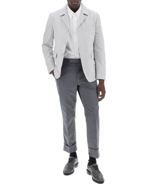 Thom Browne Gray Striped Deconstructed Jacket for men