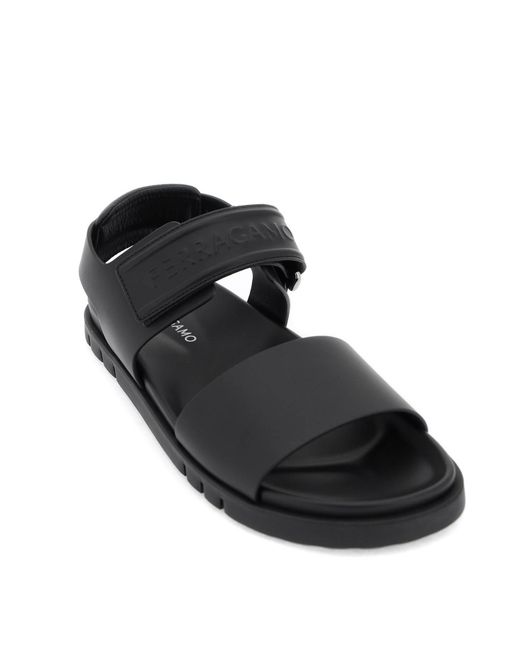 Ferragamo Black Double Strap Sandals With Stylish Design for men