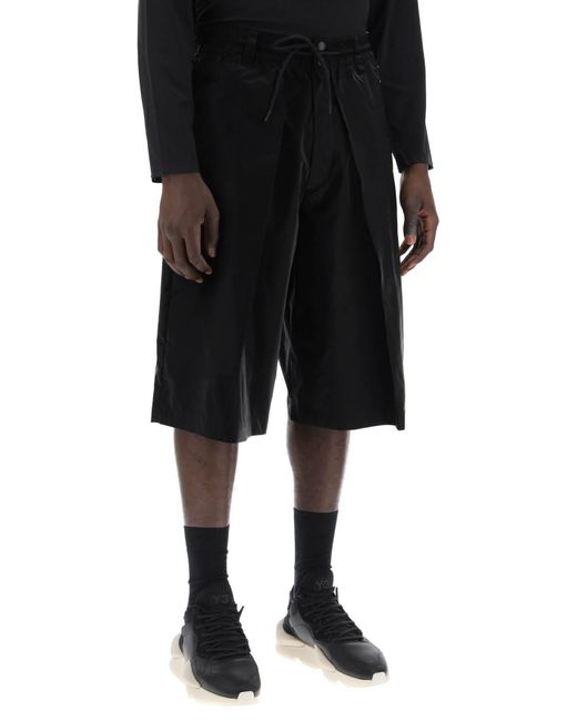 Y-3 Black Y-3 Shiny Nylon Bermuda Shorts for men