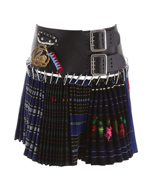 Chopova Lowena Blue Pleated Mini Skirt