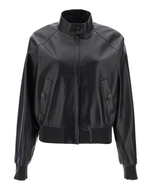 Ferragamo Black Harrington Leather Jacket In