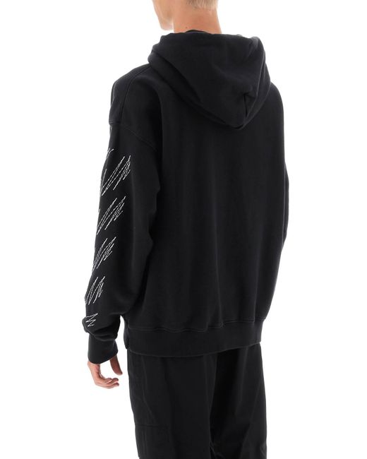 Off-White c/o Virgil Abloh Black Hoodie With Contrasting Topstitching for men