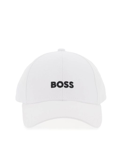 Boss White Baseball Cap With Embroidered Logo for men