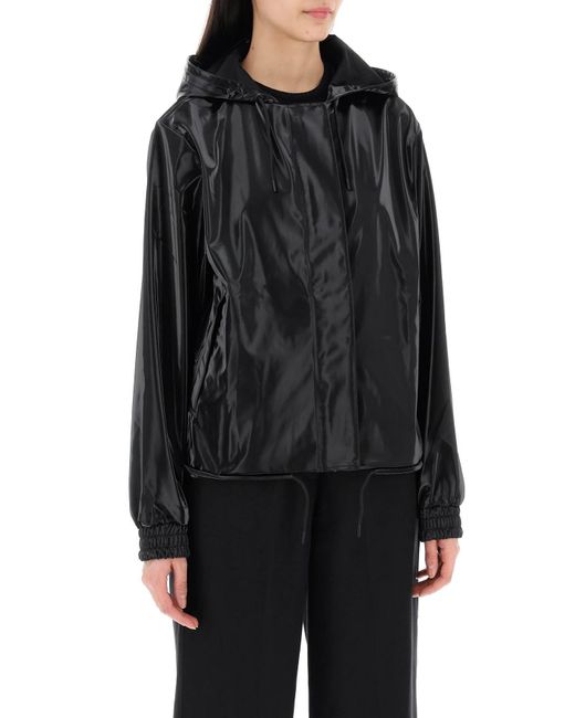 Rains Black Hooded Rain Jacket With