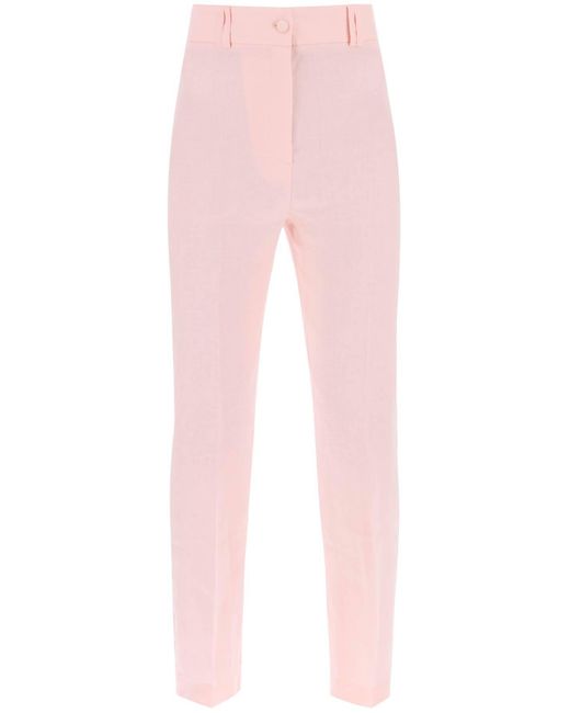 HEBE STUDIO Pink 'Loulou' Linen Trousers
