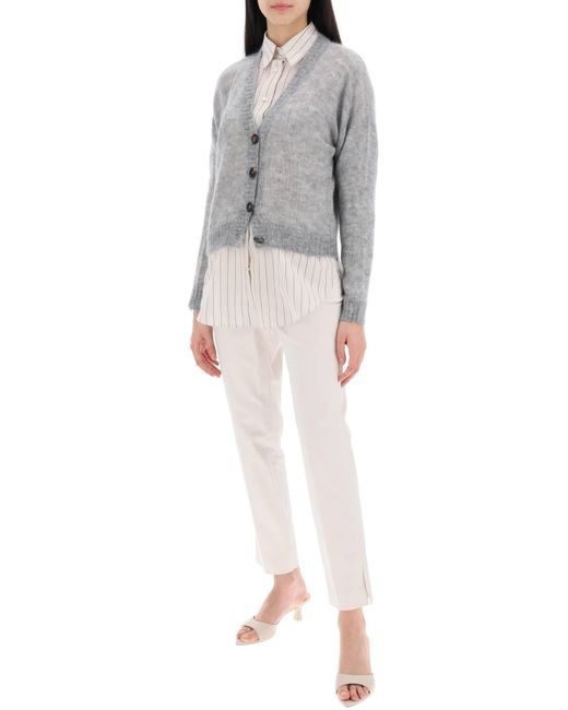 Brunello Cucinelli Gray Short Wool And Mohair Cardigan