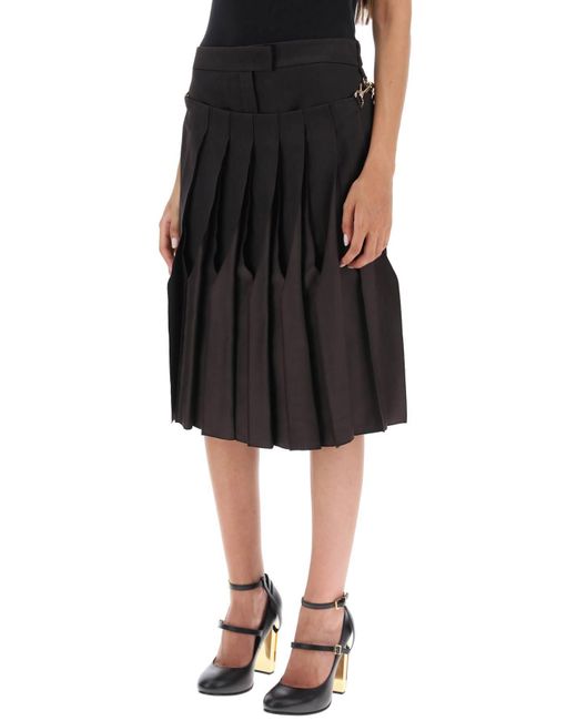 Fendi Black Duchesse Skirt With Pleated Panel