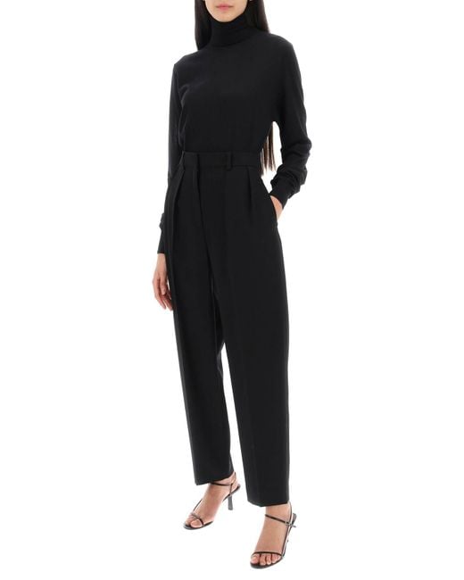 The Row Black Corby Double-pleat Pants