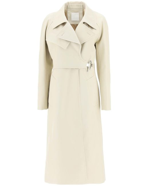 Givenchy Natural Cotton Twill Trench Coat With U Lock Buckle