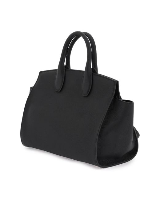 Ferragamo Black Grained Leather Studio Bag