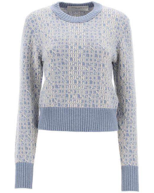 Golden Goose Wool And Cashmere Lettering Sweater in Blue | Lyst Canada