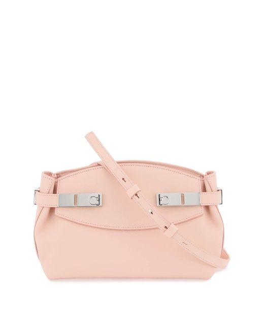 Ferragamo Pink Small Hug Pouch With Removable Strap