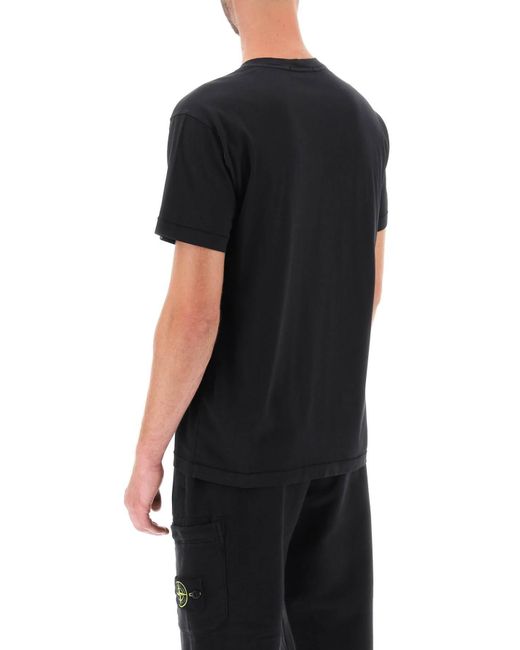 Stone Island Black T-shirt With Logo Patch for men